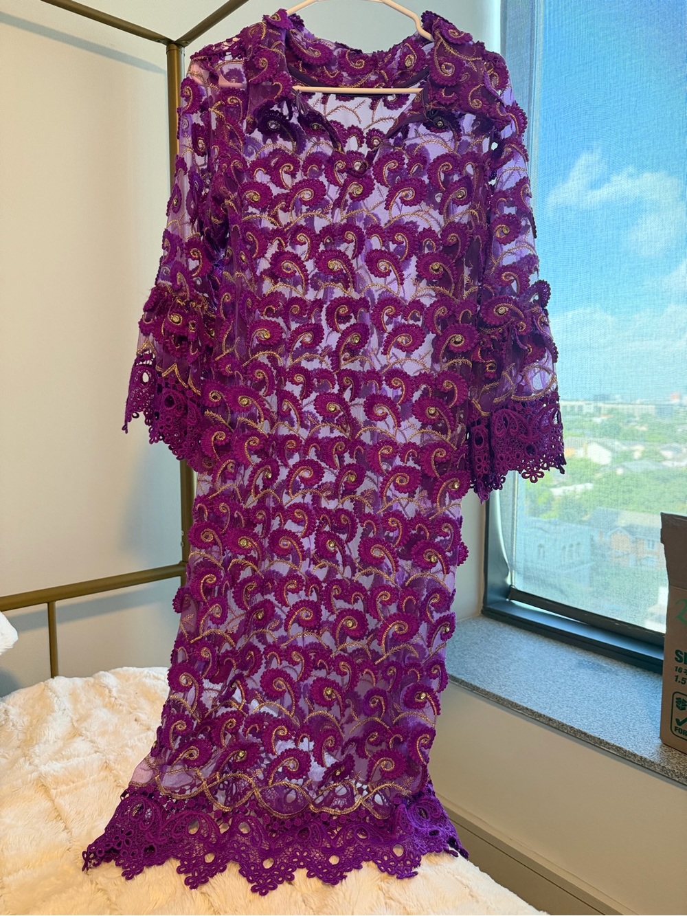 Vibrant Fuchsia Crochet Lace Overlay Dress